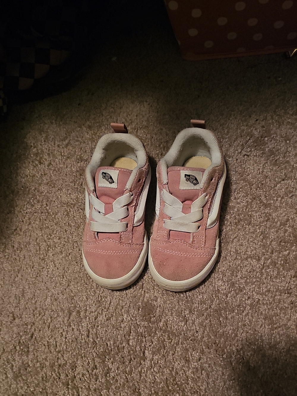 Vans Kids Pink Suede Sneakers with White Stripe